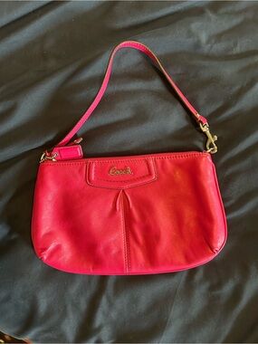 Coach Leather Wristlet with silver Hardware
